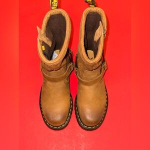 Dr. Martens Aniston HI Tumble Nubuck Biker Boots Desert Brown Size Women 7 READ
